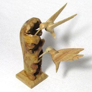 Hummingbird Wood Sculpture from Bali, Indonesia Unique and Hand Carved